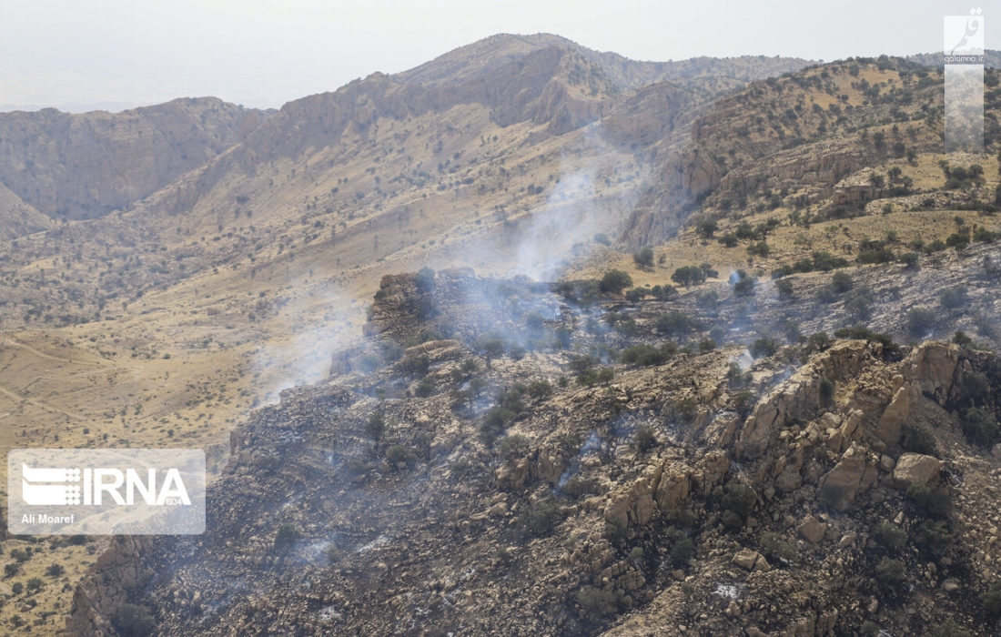 آتش سوزی در منطقه حفاظت شده کوه خامی باشت در حال گسترش است