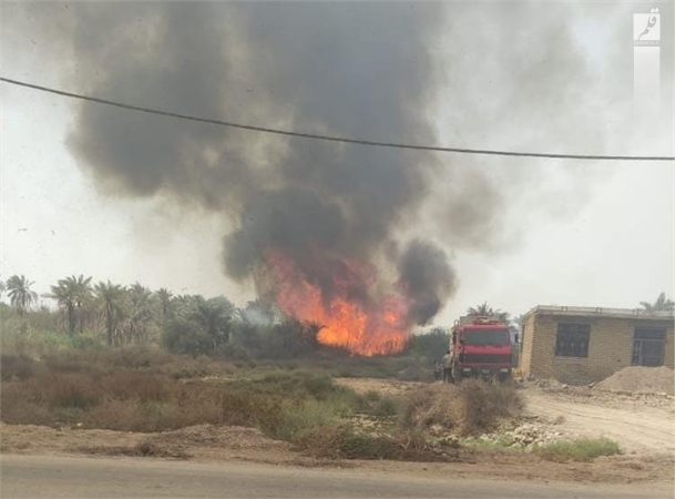 مهار آتش سوزی نخلستان روستای مچری نصار از توابع بخش اروندکنار